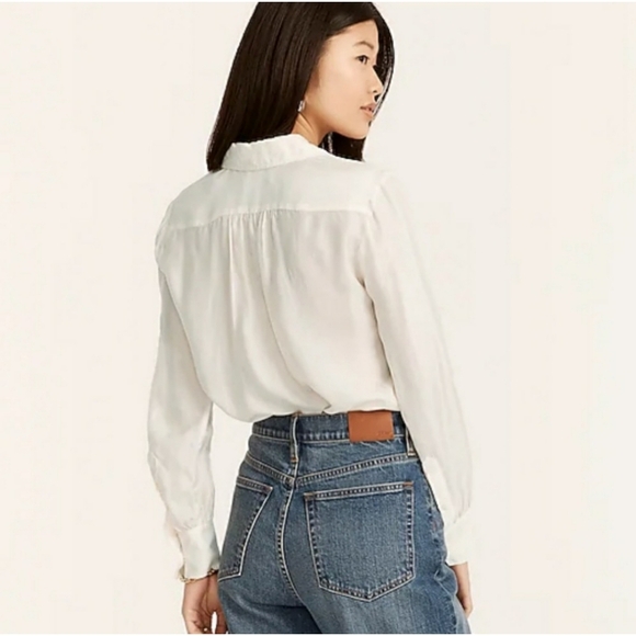 19. J.Crew Eco cupro-blend collared V-neck popover top - Picture 3 of 6